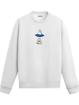 Colermi Uzay Temalı Ufo ve Yüz Ifadesi Sweatshirt