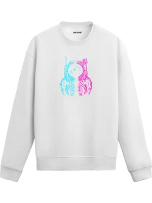 Colermi Retro Uzay Temalı Astronot Sweatshirt