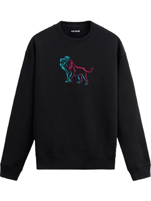 Colermi Cesur Duruşlu Aslan Baskılı Sweatshirt