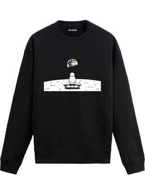 Colermi Astronot ve Dünya Manzaralı Sweatshirt