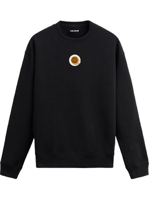 Colermi Gülen Yüz Kahve Kupası Tasarımlı Sweatshirt