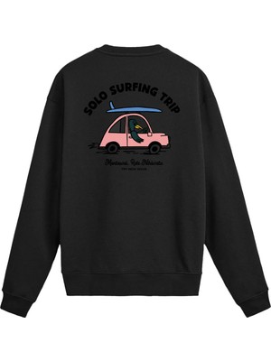 Colermi Sırt Baskılı Sörf Temalı Sweatshirt