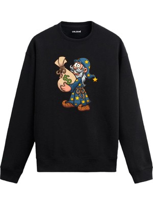 Colermi Büyücü Baskılı Eğlenceli Sweatshirt