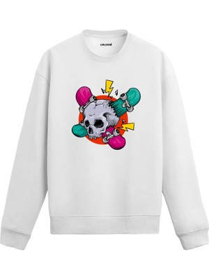 Colermi Kaykay Kurukafa Baskılı Sweatshirt