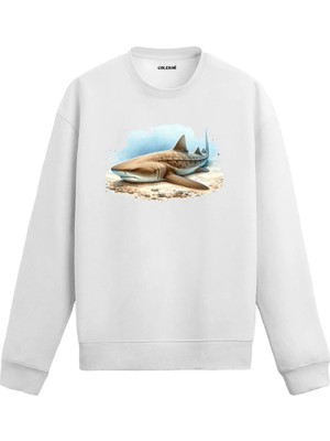 Colermi Köpek Balığı Baskılı Deniz Temalı Sweatshirt
