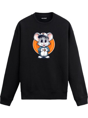 Colermi Kapuşonlu Fare Figürlü Karakter Sweatshirt
