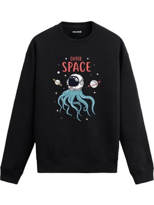 Colermi Astronot ve Ahtapot Figürlü Sweatshirt