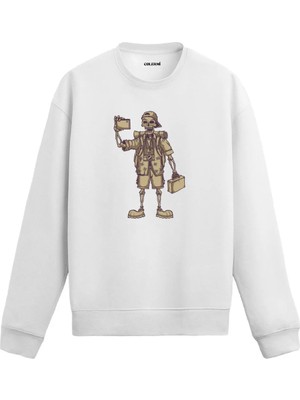 Colermi Turist Iskelet Baskılı Sweatshirt
