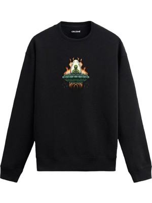 Colermi Alevli Uzaylı Figürlü Ufo Sweatshirt
