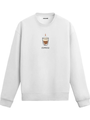 Colermi Espresso Baskılı Minimal Sweatshirt