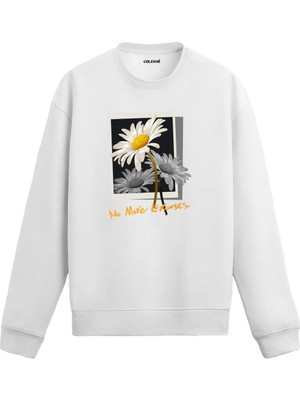 Colermi No More Excuses Papatya Baskılı Sweatshirt