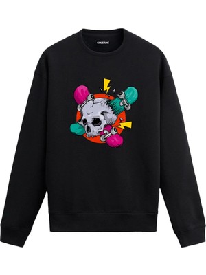 Colermi Kaykay Kurukafa Baskılı Sweatshirt