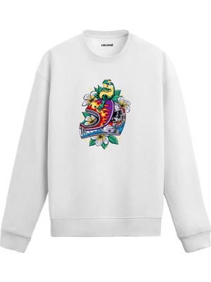 Colermi Tropikal Kask Baskılı Sweatshirt