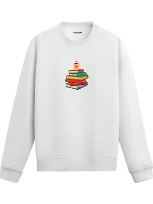 Colermi Kitap ve Kahve Baskılı Sweatshirt