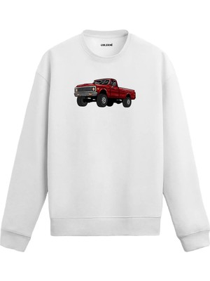 Colermi Klasik Pickup Araba Baskılı Sweatshirt