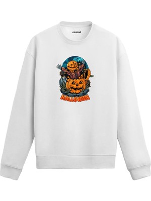 Colermi Korkutucu Balkabağı Karakterli Cadılar Bayramı Sweatshirt