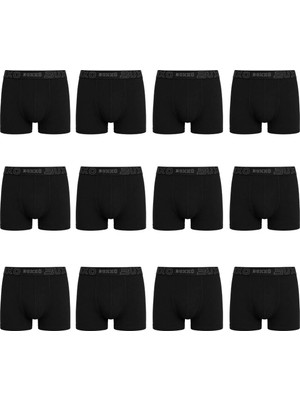 Kordak 12'li Siyah Yapışan Slip Boxer - Vücudu Saran Siyah Boxer