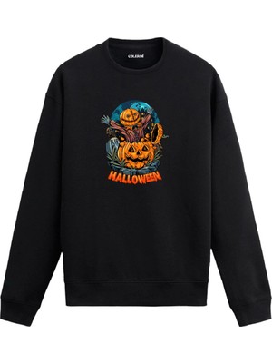 Colermi Korkutucu Balkabağı Karakterli Cadılar Bayramı Sweatshirt