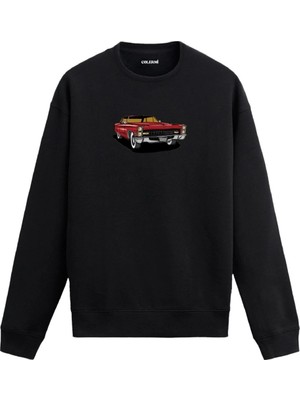 Colermi Retro Amerikan Araba Baskılı Sweatshirt