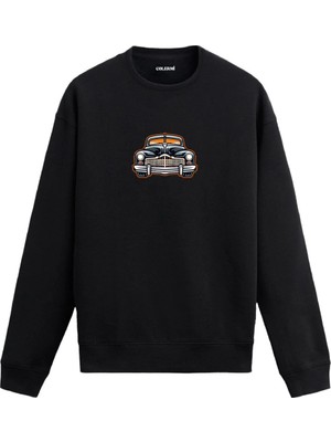 Colermi Önden Görünümlü Vintage Araba Tasarımlı Sweatshirt