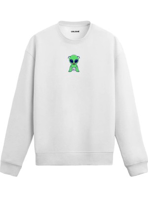 Colermi Oturmuş Uzaylı Figürlü Sweatshirt