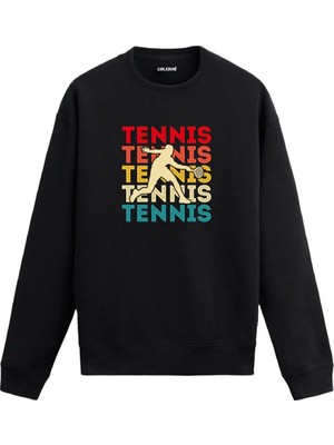 Colermi Tennis Yazılı Servis Figürlü Sweatshirt