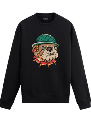 Colermi Savaşçı Köpek Temalı Sokak Stili Sweatshirt