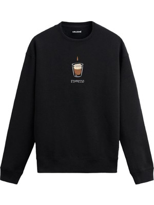Colermi Espresso Baskılı Minimal Sweatshirt