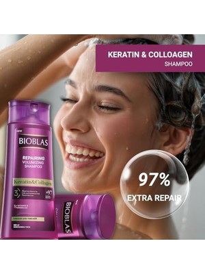 Defne Store Kolajen & Keratin Şampuan – Saç Dökülmesine Karşı, Onarıcı ve Dolgunlaştırıcı Etki, Bitkisel Kompleks B19, 360 ml