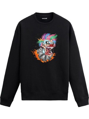 Colermi Çılgın Palyaço Baskılı Sweatshirt