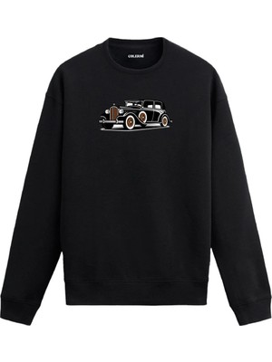 Colermi Nostaljik Otomobil Baskılı Sweatshirt