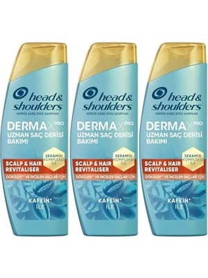 Defne Store &shoulders Dermaxpro Scalp & Hair Revitaliser Dökülme ve Kepek Karşıtı Şampuan Kafein ve Seramid ile 300ML 3lü Paket