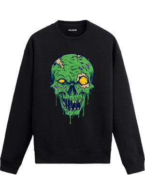 Colermi Zombi Temalı Kurukafa Sweatshirt Modeli