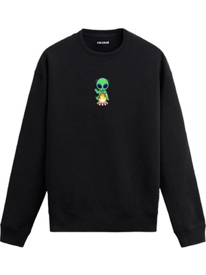 Colermi Ateş Başında Uzaylı Sweatshirt