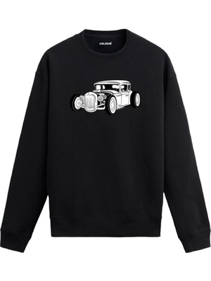 Colermi Hot Rod Araba Baskılı Sweatshirt