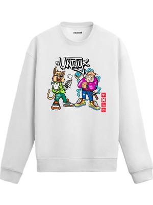 Colermi Iki Karakterli Sokak Tarzı Sweatshirt