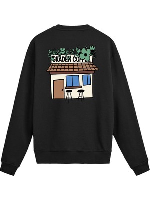 Colermi Sırt Baskılı Garden Coffee Tasarımlı Sweatshirt