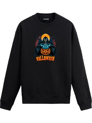 Colermi Kazanlı Iskelet Figürlü Halloween Sweatshirt