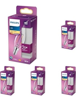 Defne Store LED Classic 25W BA35 E14 Ww cl Dim Edilmez Sarı Işık Filament Ampul 5li Paket
