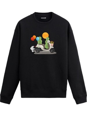 Colermi Scooter Üzerinde Kaktüs Figürlü Sweatshirt
