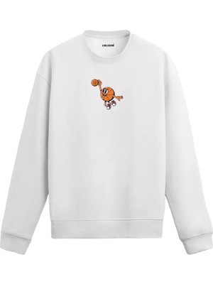 Colermi Basketbol Figürlü Karakter Baskılı Sweatshirt