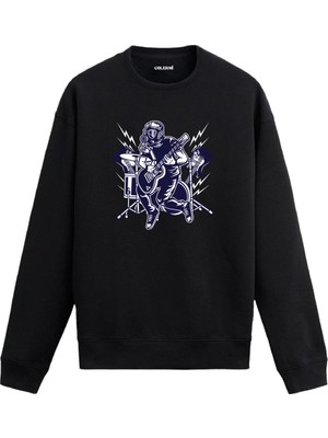 Colermi Gaz Maskeli Gitarist Baskılı Sweatshirt