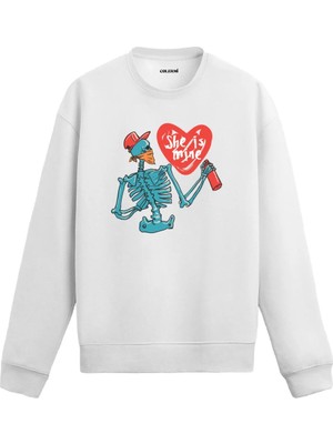 Colermi Grafiti Kalp ve Iskelet Figürlü Sweatshirt