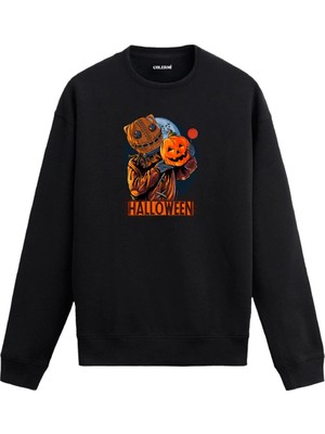 Colermi Balkabağı ve Lolipop Tutan Karakterli Sweatshirt