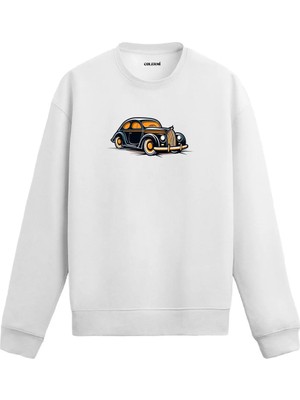 Colermi Retro Klasik Araba Baskılı Sweatshirt