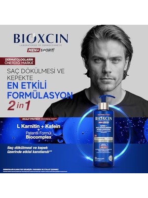 Defne Store Men+ Sport Kepek + Saç Dökülmesine Karşı Şampuan | L-Carnitine, Kafein, Biocomplex B11 | 500 ml | Tüm Saç Tipleri Için