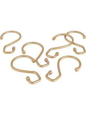 Defne Store 12'li Paket Duş Perdesi Halkaları | Boyutlar: 7,9 cm x 1,8 cm x 0,6 cm | S Şekilli Tasarım | Standart Boy Duş Çubuğuna Uyar | Kurulumu Kolay | Altın