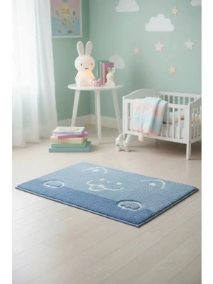 Miniso Lisanslı Hayvan Serisi Tüylü Yer Paspası – Mavi 40X60 cm Banyo Oda Kaymaz Taban Halı