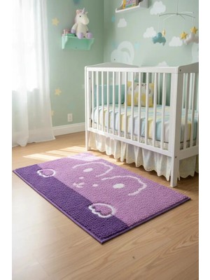 Miniso Lisanslı Hayvan Serisi Tüylü Yer Paspası – Mor 40X60 cm Banyo Oda Kaymaz Taban Halı