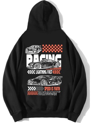 Brz Collection Unisex Oversize Speed Is Faith Hoodie Siyah